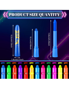 Kit de Pintura Facial Neón 24 Pcs Handepo para Cuerpo y Cara 2