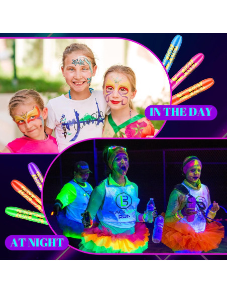 Kit de Pintura Facial Neón 24 Pcs Handepo para Cuerpo y Cara
