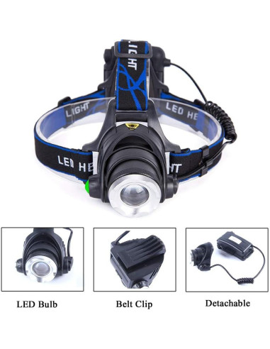 Linterna Frontal LED Roja GaiGaiMall Zoomable 3 Modos Resistente Agua