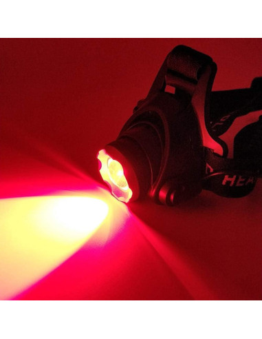 Linterna Frontal LED Roja GaiGaiMall Zoomable 3 Modos Resistente Agua