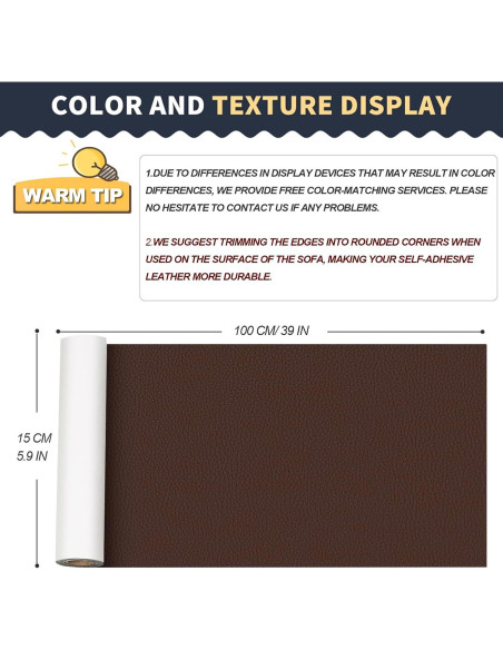 Parche de Reparación de Cuero KOCOZA 15x99 cm Marrón Oscuro