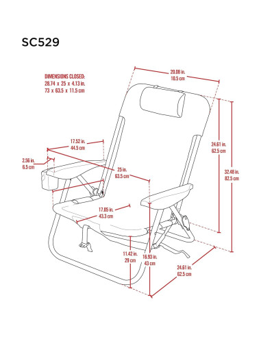 Silla de Playa Plegable Rio Brands con Mochila 4 Posiciones
