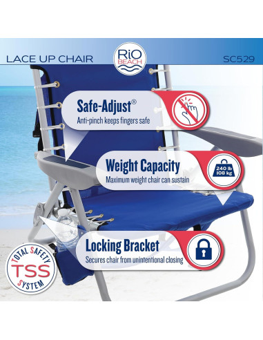 Silla de Playa Plegable Rio Brands con Mochila 4 Posiciones