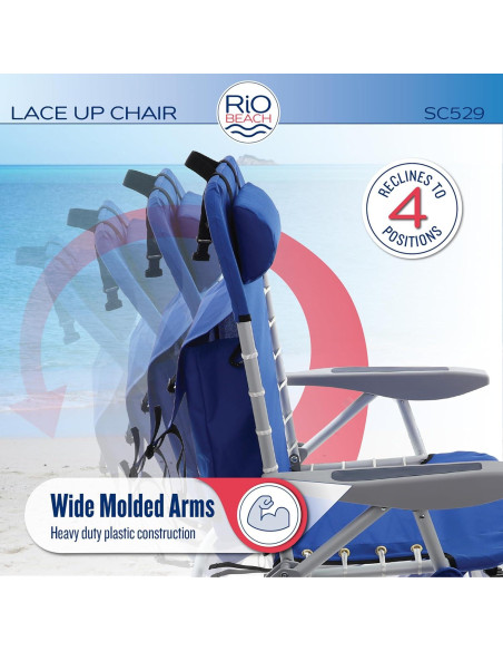 Silla de Playa Plegable Rio Brands con Mochila 4 Posiciones