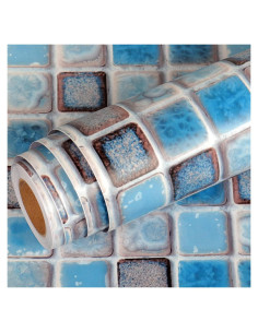 Papel Tapiz Impermeable Livelynine Azul 40cm x 200cm Autoadhesivo
