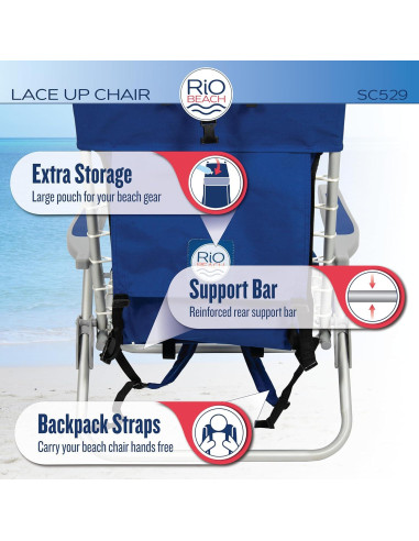 Silla de Playa Plegable Rio Brands con Mochila 4 Posiciones