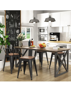 Taburetes de Bar Yongchuang 46 cm Juego de 4 Metal y Madera 2