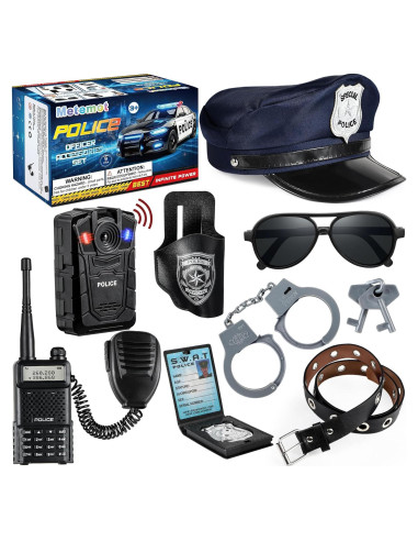 9 Piezas Accesorios de Disfraz de Policía Metemot para Niños