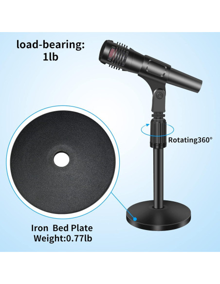 Soporte de Micrófono Ajustable de Acero para Mesa 10-14"