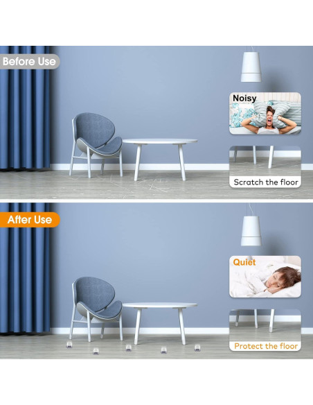 36 Protectores de Suelo Cuadrados Joeyrras para Sillas