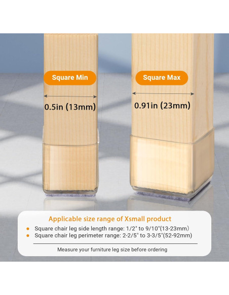 36 Protectores de Suelo Cuadrados Joeyrras para Sillas