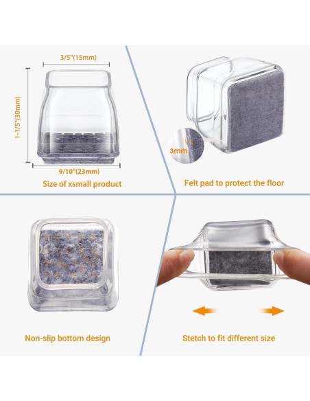 36 Protectores de Suelo Cuadrados Joeyrras para Sillas