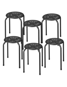 Taburetes Apilables POWERSTONE Paquete de 6, Negro, 29.21 cm