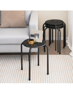 Taburetes Apilables POWERSTONE Paquete de 6, Negro, 29.21 cm 2