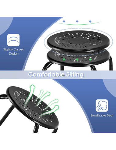 Taburetes Apilables POWERSTONE Paquete de 6, Negro, 29.21 cm