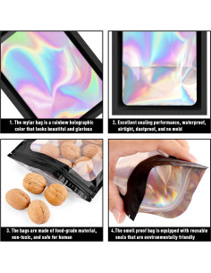 50 Bolsas Re sellables Holográficas 3x11.9cm para Alimentos 2