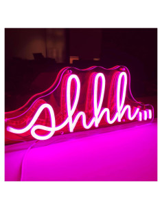 Cartel de Neón LED YYUAN Shhh Rosa 16x40cm Decoración