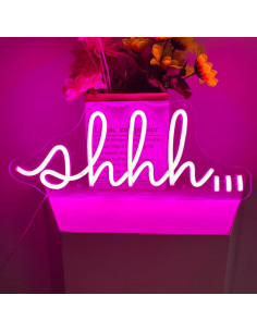 Cartel de Neón LED YYUAN Shhh Rosa 16x40cm Decoración 2