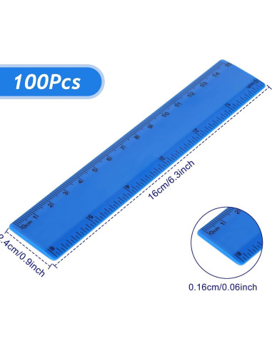 Regla Plástica Flexible Zonon 15.24 cm 100 Pcs para Estudiantes