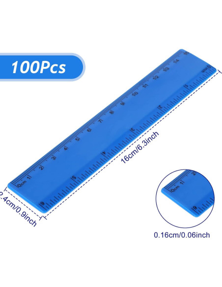 Regla Plástica Flexible Zonon 15.24 cm 100 Pcs para Estudiantes