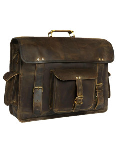 Bolsa de mensajero de cuero 18" para laptop vintage - Unisex