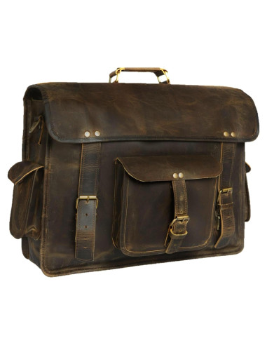 Bolsa de mensajero de cuero 18" para laptop vintage - Unisex
