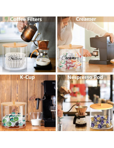 Soporte para Cápsulas de Café Homicozy con Tapa de Bambú 2.27L 2