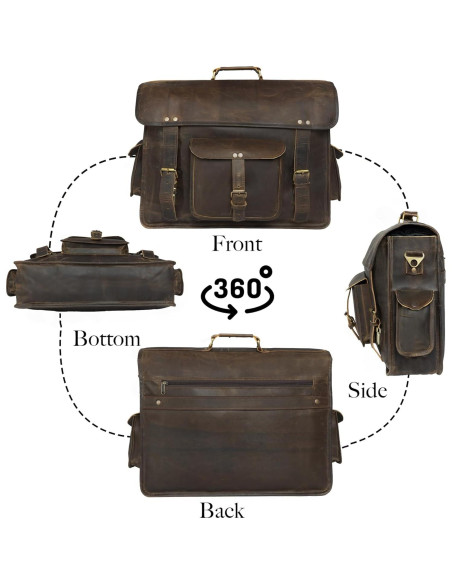Bolsa de mensajero de cuero 18" para laptop vintage - Unisex