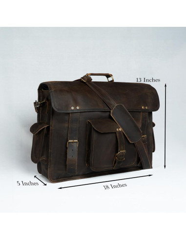 Bolsa de mensajero de cuero 18" para laptop vintage - Unisex
