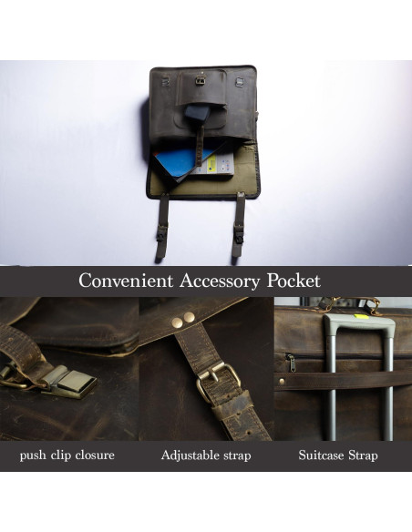 Bolsa de mensajero de cuero 18" para laptop vintage - Unisex