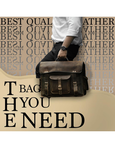 Bolsa de mensajero de cuero 18" para laptop vintage - Unisex