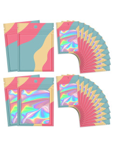 100 Bolsas Reutilizables Mylar Holográficas 8.89x11.94 cm