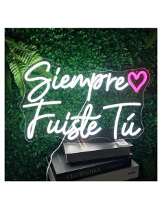 Luz Neón LED Rosa y Blanca 'Siempre Fuiste Tú' 44.5 cm