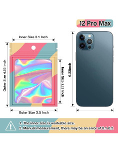 100 Bolsas Reutilizables Mylar Holográficas 8.89x11.94 cm 2