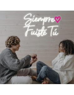 Luz Neón LED Rosa y Blanca 'Siempre Fuiste Tú' 44.5 cm 2