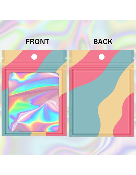 100 Bolsas Reutilizables Mylar Holográficas 8.89x11.94 cm