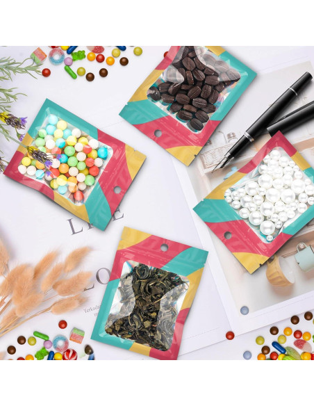 100 Bolsas Reutilizables Mylar Holográficas 8.89x11.94 cm