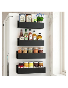 Estantes Magnéticos para Especias Genérico 4 Piezas Negro