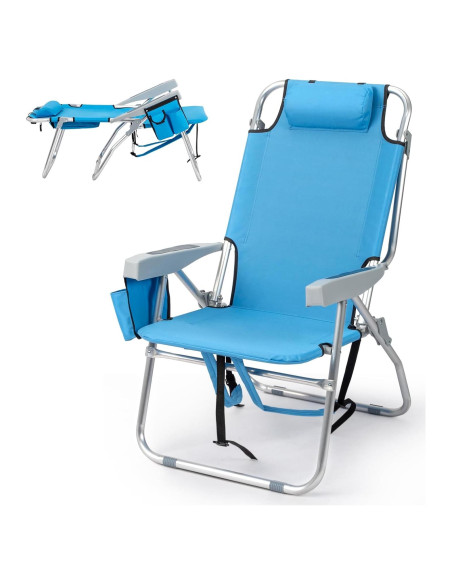 Silla de Playa Outvita Ajustable 5 Posiciones con Bolsa Térmica