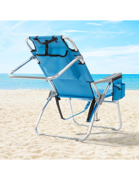 Silla de Playa Outvita Ajustable 5 Posiciones con Bolsa Térmica