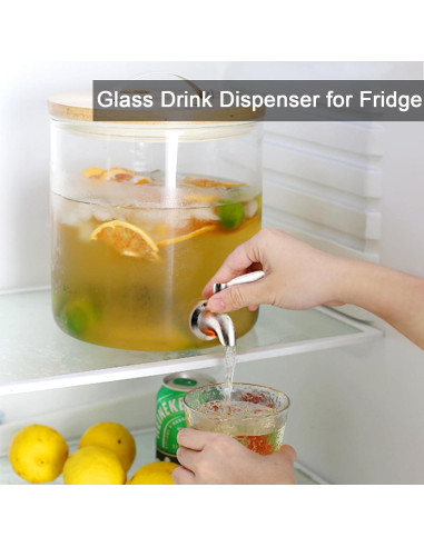 Dispensador de Bebidas de Vidrio TOCLIU 5L con Soporte de Madera