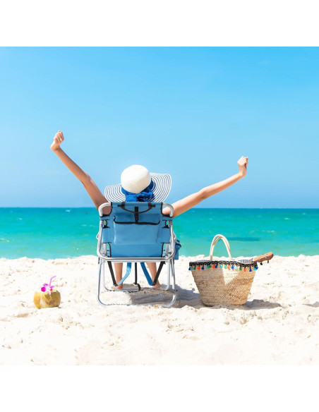 Silla de Playa Outvita Ajustable 5 Posiciones con Bolsa Térmica
