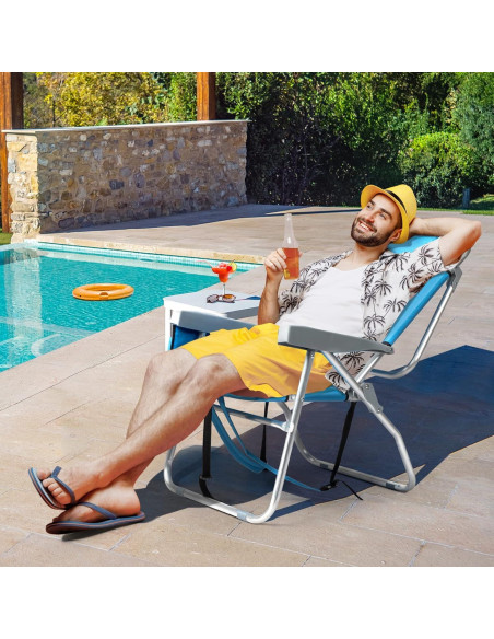 Silla de Playa Outvita Ajustable 5 Posiciones con Bolsa Térmica