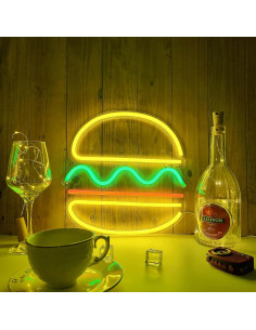 Luz de Neón LED Hamburguesa Cynzia 30.48x30.48cm USB 2