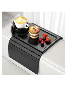 Bandeja para Brazo de Sofá Kssiaz de Bambú con Portavasos
