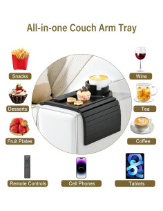 Bandeja para Brazo de Sofá Kssiaz de Bambú con Portavasos 2