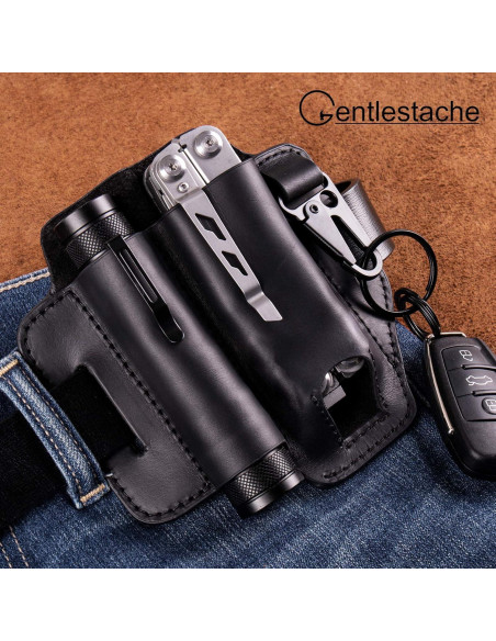 Funda de Cuero Gentlestache para Multiherramienta EDC - Negro