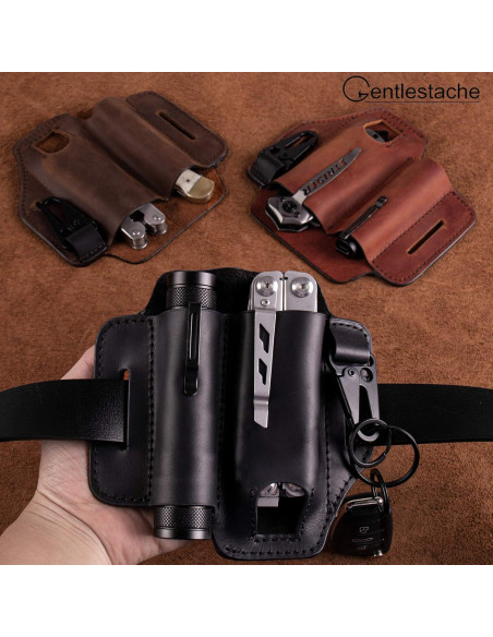 Funda de Cuero Gentlestache para Multiherramienta EDC - Negro