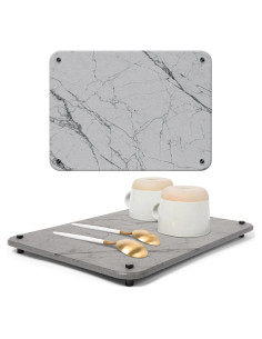 Alfombrilla de Secado de Piedra Diatomea Spaceneat 40x30cm Mármol Gris