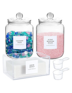 Frascos de vidrio herméticos LANDNEOO 1.89L con soporte y etiquetas